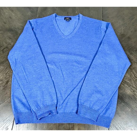 346 Brooks Brothers Sweater Men's XL Blue V-Neck Merino Wool EUC - Picture 1 of 7